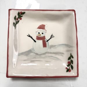 Plato cuadrado muñeco de nieve
