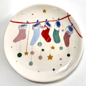Plato cerámica calcetines navideños