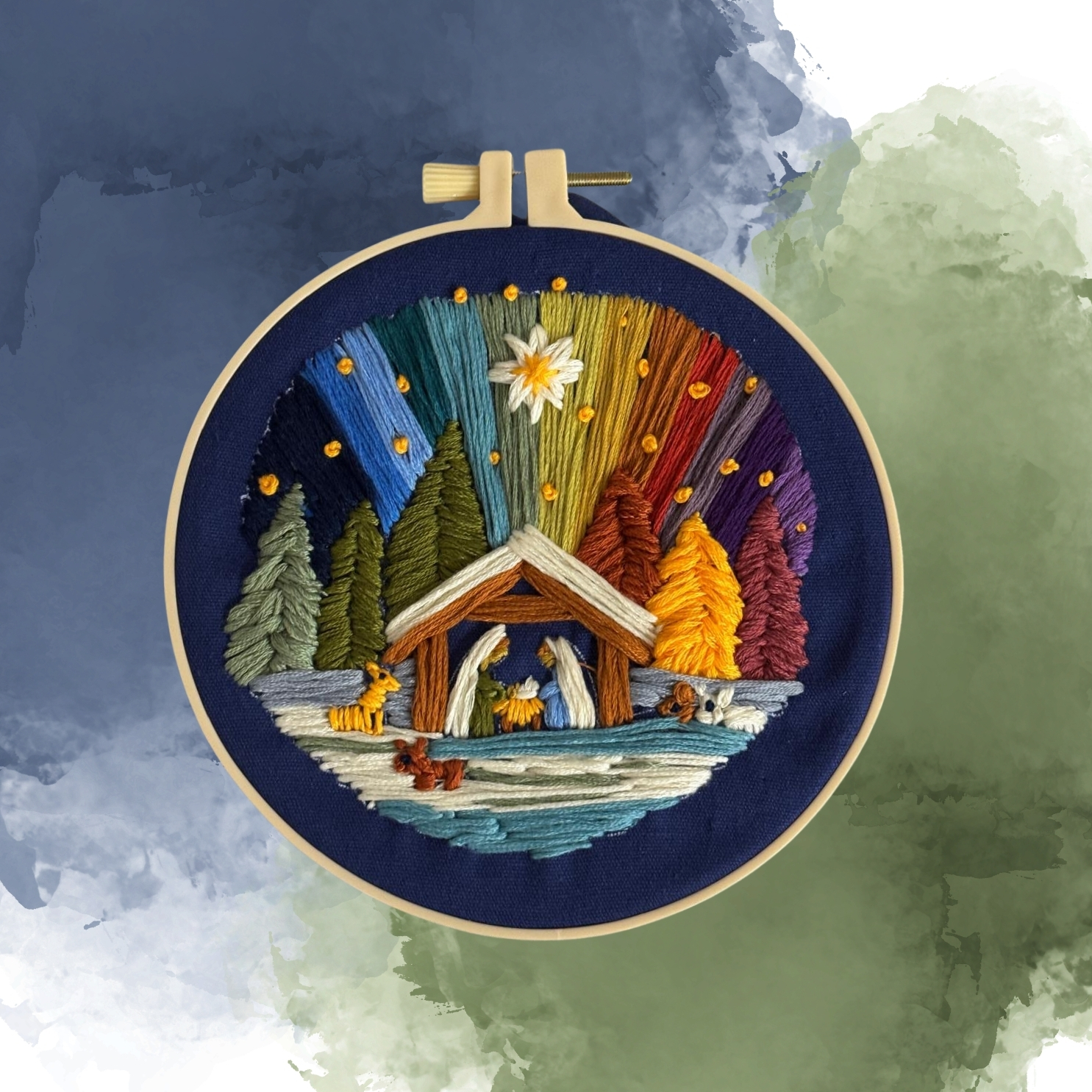 nacimiento bordado en bastidor